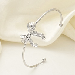 Нержавеющая Сталь Цвет 304 из нержавеющей стали манжеты браслеты, браслеты с крутящим моментом для женщин, бантом, цвет нержавеющей стали, внутренний диаметр: 2-3/8 дюйм (5.9 см)