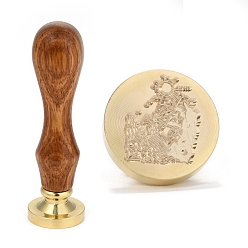 Sailboat Brass Retro Wax Sealing Stamp, with Wooden Handle for Post Decoration DIY Card Making, Sailboat Pattern, 90x25.5mm