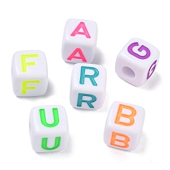 (52) Непрозрачная лаванда Непрозрачный акрил европейского бисера, бусины с большим отверстием, куб с письмом, разноцветные, 14.5x14.5x14.5 мм, отверстие : 6.5 мм, Около 190 шт / 500 г