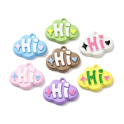 (52) Непрозрачная лаванда Подвески из эмалевого сплава с распыляемой краской, облако со словом привет, разноцветные, 17.5x21.5x4 мм, отверстие : 1.8 мм