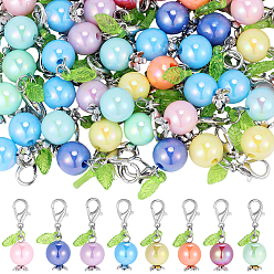 Платина 60шт. круглые акриловые подвески-украшения, Сплав с застежками когтя омара, платина, 28.5 мм