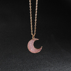 Pink Ожерелья из сплава смолы с подвеской в виде полумесяца, золотые, розовые, 15.75 дюйм (40 см)