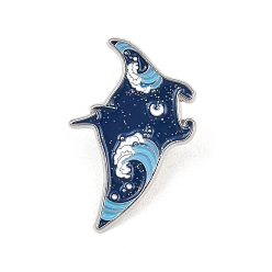 Fish Эмалевые значки на морскую тематику, булавки для лацканов из сплава для одежды рюкзака, платина, берлинская лазурь, рыба, 24x36 мм