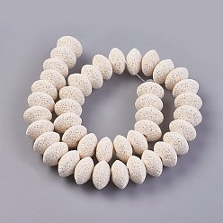 Белый Бусы из натуральной лавы, окрашенные, рондель, белые, 15~16x9.5~9.7 мм, отверстие : 2.5 мм, около 42 шт / нитка, 15.15 дюйм ~ 15.55 дюйм (38.5~39.5 см)