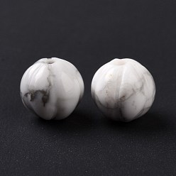 Howlite Perles howlite naturelles, thème d'automne, citrouille, 8~8.5x7.5~8mm, Trou: 1.2mm