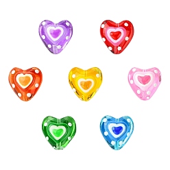 (52) Непрозрачная лаванда 14шт 7 стиль стеклянные бусины, сердце, разноцветные, 13.5~14x13.5~14x9 мм, отверстие : 1~1.2 мм, 2 шт / стиль