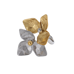 Позолоченный и Цвет Нержавейки 304 кольца для пальцев из нержавеющей стали для женщин, цветок, ионное покрытие (ip), настоящее золото и нержавеющая сталь, 19 мм