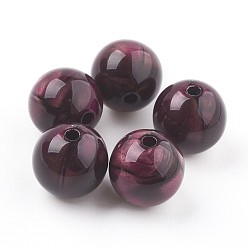 Фиолетовый Акриловые бусины, имитация тигра глаз бисер, круглые, фиолетовые, 15~15.5 мм, Отверстие : 2 мм , около 200 шт / 500 г