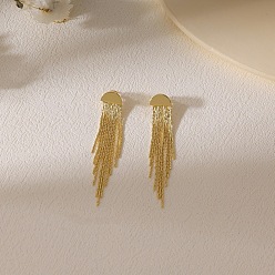 Half Round Серьги-гвоздики с кисточками из латуни, золотые, полукруглый, 50 мм