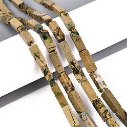 Природный Драгоценный Камень Нити бусин из натурального камня вердит, кубоид, 13~13.5x4~5x4~5 мм, отверстие : 1~1.2 мм, около 30 шт / нитка, 15.16~15.35''' (38.5~39 см)