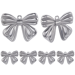 Нержавеющая Сталь Цвет 15 шт. 304 подвески из нержавеющей стали, очарование бантом, анти-тускнение, цвет нержавеющей стали, 20x24.5x3 мм, отверстие : 1.4 мм