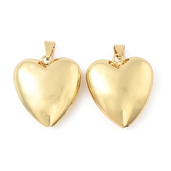 Настоящее золото 18K Подвески сердце латуни, стойки покрытие, долговечный, без кадмия и без свинца, реальный 18 k позолоченный, 34.5x31x11.5 мм, отверстие : 8x4 мм