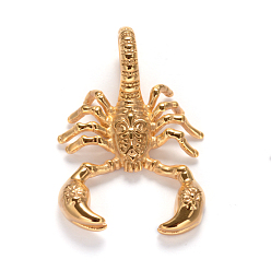Золотой Скорпион 304 из нержавеющей стали большие подвески, золотые, 48~50x30~34x14 мм, отверстие : 13x10.5 мм