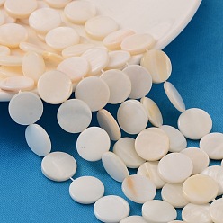 Белый Натуральный белый стеклянные бусы нити, перламутровые бусы, плоско-круглые, белые, 13.5~15.5x2~3 мм, отверстие : 0.8~1.1 мм, 26~27 шт / нитка, 14.1~14.3 дюйм