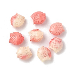 Светло-Коралловый Синтетические резные бусины, окрашенные в ракушки, рыба, свет коралловый, 13.5x13x7.5 мм, отверстие : 1.6 мм