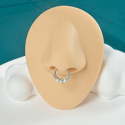 Плоский Круглый 304 кольцевые носовые кольца из нержавеющей стали, цвет нержавеющей стали, плоско-круглые, внутренний диаметр: 8 мм, штифты : 1.2 мм