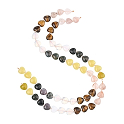 (52) Непрозрачная лаванда Нити из опалита с градиентным цветом, натурального железистого кварца, тигрового глаза, мохового агата и лимонного нефрита., сердце, разноцветные, 11.5~12x12~12.5x5.5~6 мм, отверстие : 1 мм, около 29 шт / нитка, 14.80~14.92'' (37.6~37.9 см)
