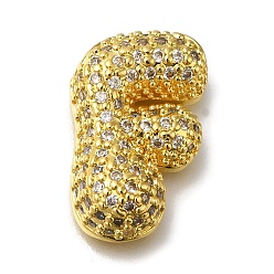 Letter F Латунь с кубическим цирконием подвеской, без кадмия, без никеля и без свинца, Буква F, Буква F, 23x14.5x7 мм, отверстие : 4 мм