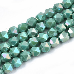 Medium Turquoise Electroplate Opaque Glass Beads Strands, AB Color Plated, Faceted, Round, Medium Turquoise, 5.5x5.5x5.5mm, Hole: 1mm, about 97~99pcs/strand, 20.87 inch~21.26 inch(53cm~54cm)