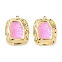 Бледно-Розовый 304 подвеска из нержавеющей стали, окрашенная распылением, прямоугольный шарм, вакуумное покрытие pvd, реальный 18 k позолоченный, розовый жемчуг, 22.5x17.5x4.5 мм, отверстие : 1.5 мм