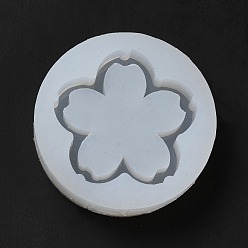 White DIY Quicksand Silicone Molds, Resin Casting Molds, for UV Resin, Epoxy Resin Craft Making, Sakura, White, 50.5x12mm, Inner Diameter: 39x39mm