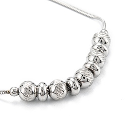 Stainless Steel Color Tarnish Resistant 304 Stainless Steel Beaded Bracelets, Round, Faceted, Stainless Steel Color, 7-1/8 inch(18cm)