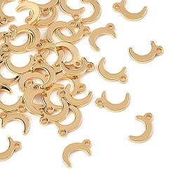 Real 18K Gold Plated SHEGRACE Brass Charms, Moon Charms, Cadmium Free & Lead Free & Nickel Free, Long-Lasting Plated, Real 18K Gold Plated, 8x5x1mm, Hole: 0.9mm