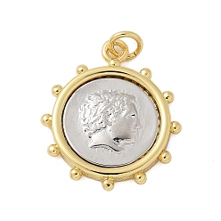 Платиновый & Золотой Латунные подвески, плоские круглые с человека, стойки покрытие, без кадмия и без свинца, долговечный, религия, платиной и золотом, 26x20.5x3 мм