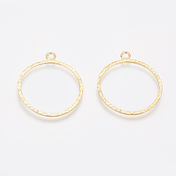 Без Покрытия Латунные подвески, без кадмия и без свинца и без никеля, кольцо, сырой (без покрытия), 30.5x27x1 мм, отверстие : 2.2 мм