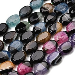 (52) Непрозрачная лаванда Природный агат бисер нитей, окрашенная и подогревом, Плоско-овальные, разноцветные, 19~20x14.5~15.5x7.5~8 мм, отверстие : 0.8~1 мм, около 20 шт / нитка, 15.55''~15.75'' (39.5~40 см)