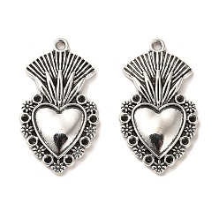 Antique Silver Tibetan Style Alloy Pendant Rhinestone Setting, Cadmium Free & Lead Free, Heart, Antique Silver, 36x20x3mm, Hole: 2mm, about 265pcs/1000g
