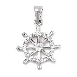 Нержавеющая Сталь Цвет 304 микро нержавеющей стали прокладывать Цирконом подвески, якорь очарование, цвет нержавеющей стали, 24x20x2.5 мм, отверстие : 3x6 мм