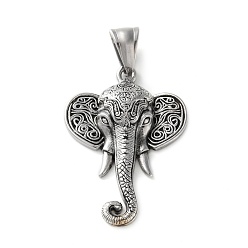 Античное Серебро 304 подвески из нержавеющей стали, очарование слона, античное серебро, 37x26x6 мм, отверстие : 9x5 мм