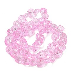 Pearl Pink Electroplate Baking Paint Transparent Glass Beads Strands, Crab, Pearl Pink, 13x16x8.5mm, Hole: 1.2mm, about 55pcs/strand, 24.41''(62cm)