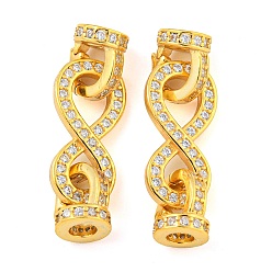 Real 18K Gold Plated 925 Sterling Silver Micro Pave Cubic Zirconia Fold Over Clasps, Infinity, Real 18K Gold Plated, 26mm, Infinity: 17x8x2mm, Clasp: 8x7mm