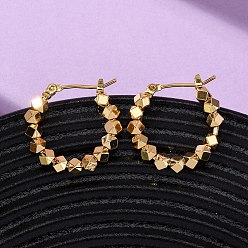 Настоящее золото 18K Латунные многоугольные серьги-кольца, с 316 штифтов из нержавеющей стали, без никеля , реальный 18 k позолоченный, 20.5x21x4 мм