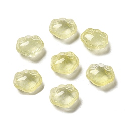 Light Khaki Transparent Glass Pendants, Longevity Lock Charms, Light Khaki, 14x16x7mm, Hole: 1.2mm