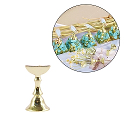 Golden Alloy Nail Stand, Press on Stand for Nails, Manicure Practice Training Nail Display Stand DIY Fingernail Holder, Golden, 2.35x1.3cm