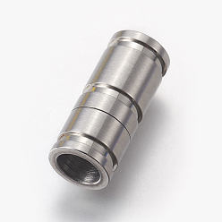 Couleur Acier Inoxydable Résistant au ternissement 304 fermoirs magnétiques en acier inoxydable avec extrémités collées, Style mat, colonne, couleur inox, 21x9mm, Trou: 6mm