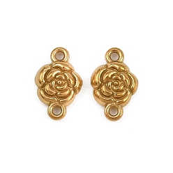 Real 18K Gold Plated 304 Stainless Steel Connector Charms, Rose Flower Links, Ion Plating(IP), Long-Lasting Plated, Real 18K Gold Plated, 10x6x2mm, Hole: 0.8mm
