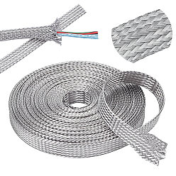 Couleur Acier Inoxydable 304 Bracelet tressé en fil d'acier inoxydable, plat, couleur inox, 12~13x0.8mm