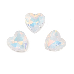 Прозрачный Кабошоны из стекла, граненые, сердце, прозрачные, 10x10x4.5 мм, 45 шт / комплект