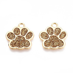 Золотистый Подвески из эмали и сплава, с блеском порошок, стойки покрытие, амулет с принтом кошачьей лапы, золотой свет, золотые, 17.2x16.5x1.2 мм, отверстие : 2 мм