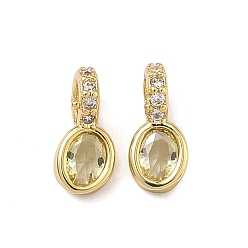 Oval Латунные микро проложить кубического циркония прелести, стойки покрытие, долговечный, без свинца и без кадмия, реальный 18 k позолоченный, овальные, 9.5x4.5x1.5 мм, отверстие : 2 мм