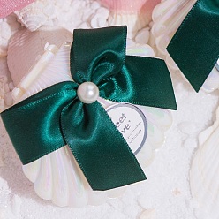 чирок Белые пластиковые коробки для конфет в форме ракушек, с лентой бантом, зелено-синие, 7x9 см