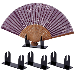 Черный Акриловые подставки для китайских вееров, чёрные, 12x4x5.85 см