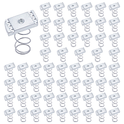 Stainless Steel Color Carbon Steel Spring Nuts, Rectangle, Stainless Steel Color, 34.3x19.5x6.5~46mm