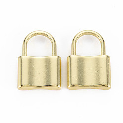 Light Gold Rack Plating Alloy Pendants, Cadmium Free & Lead Free, Lock, Light Gold, 23x15.5x4mm, Hole: 8.5x9mm