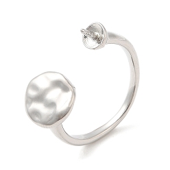 Платина Латунные открытые манжеты с застежкой-колышком, настройки звонка, для полуполых бусин , плоско-круглые, плоско-круглые, размер США 5 3/4 (16.3 мм), штифты : 1 мм