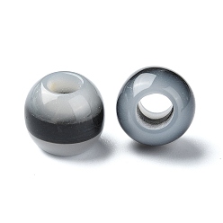 Черный Cmолы европейские шарики, крупные бусы круглое отверстие, имитация драгоценных камней, чёрные, 11x12x12 мм, отверстие : 5 мм